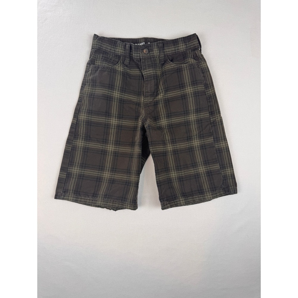 Old Navy Super Baggy Plaid‎ Shorts Boys Size 12 Brown Cotton Casual